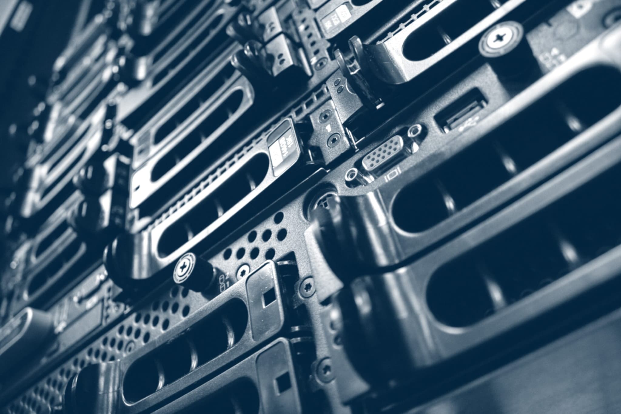 Server rack rail detail